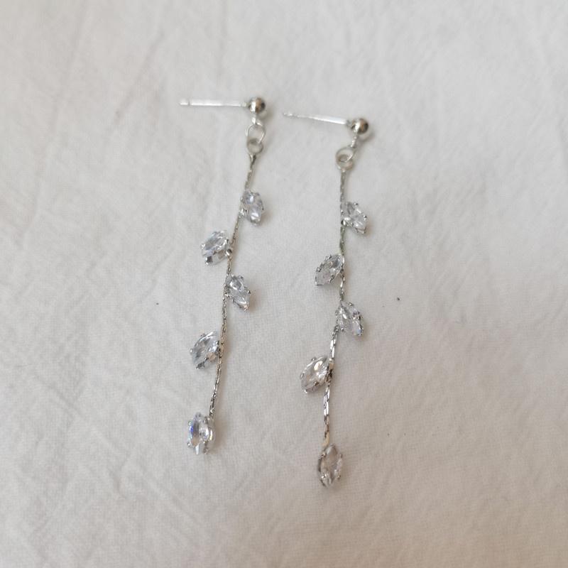 Long  Plated Crystal Leaf Tassel Drop Earrings For Women Exquisite Luxury Wedding Fashion Jewelry Gift