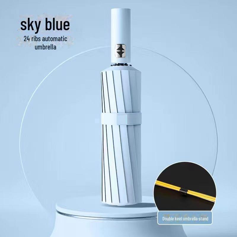 Автоматический складной зонт с 24 спицами для защиты от солнца и дождя с длинной ручкой — идеальный вариант для студентов, компактный и стильный