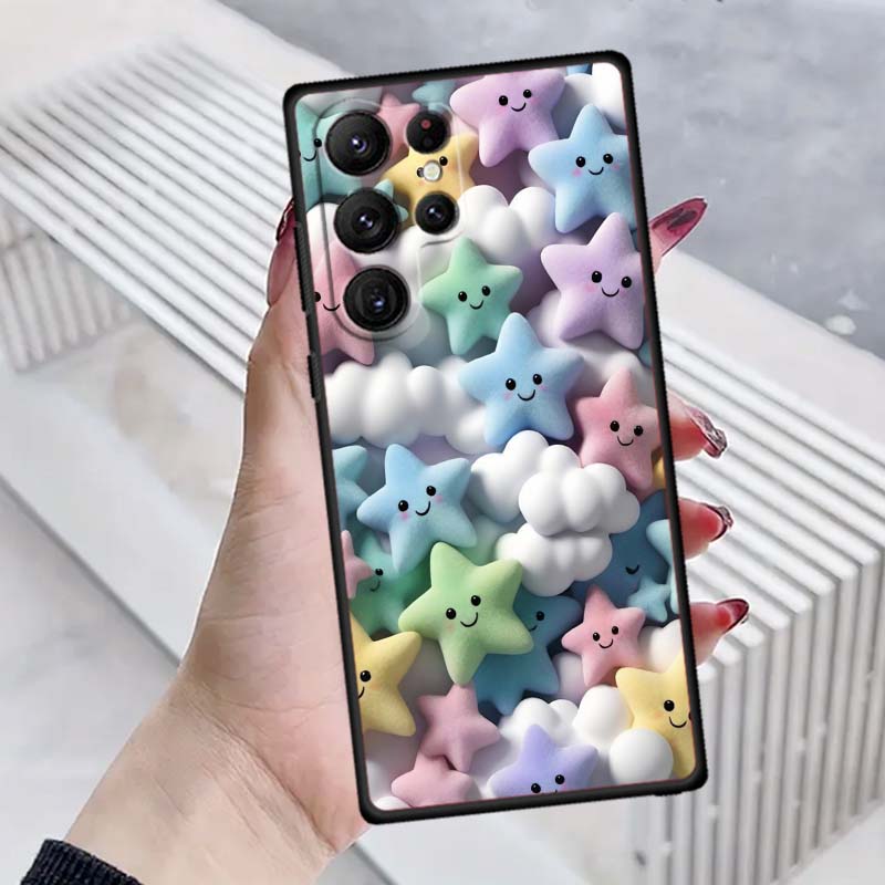 Мультяшные животные Милый чехол для телефона для Samsung Galaxy S26 S25 S24 S23 S22 S21 S20 Ultra Plus FE 5G Черный Мягкий ТПУ