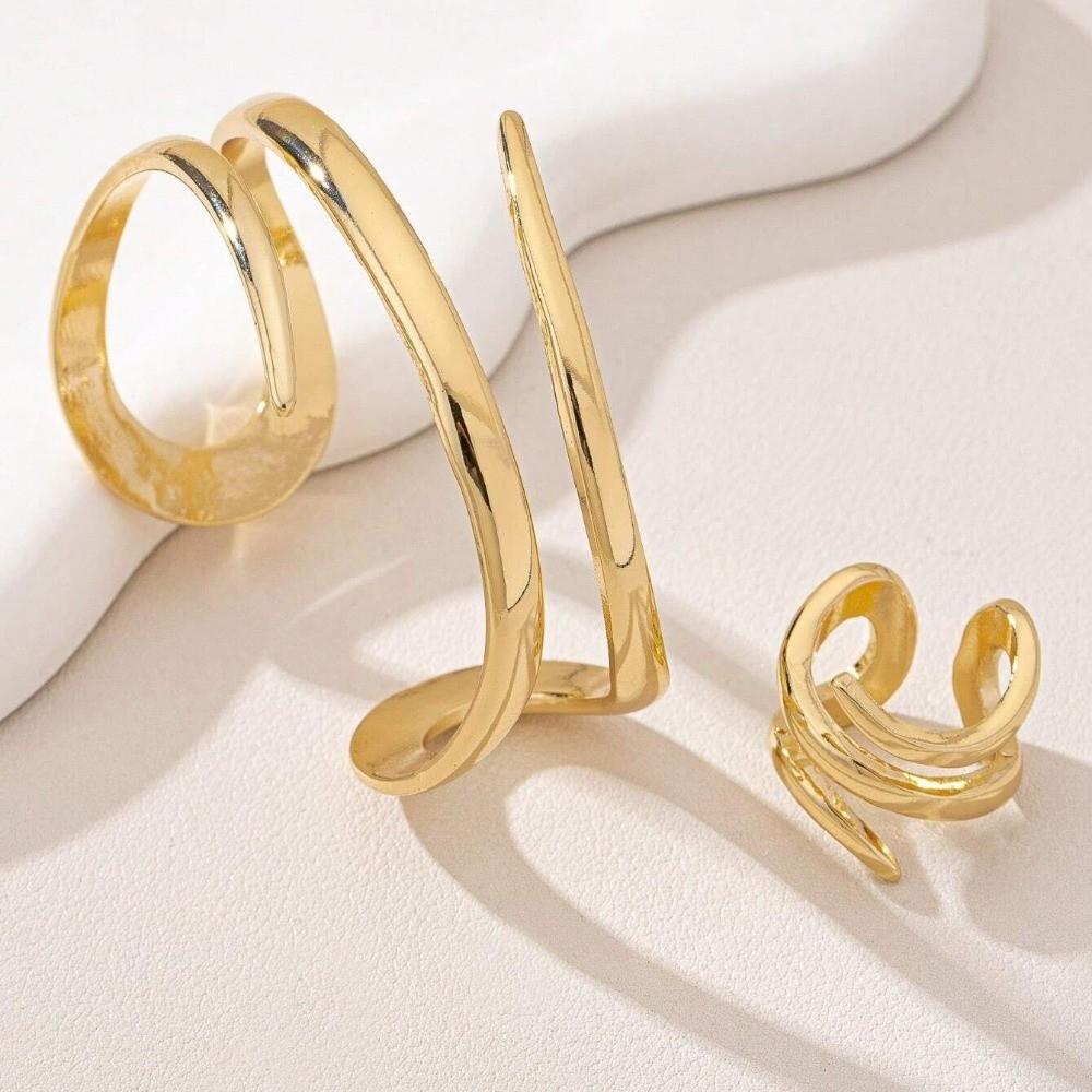 2Pcs/Set Elegant Hollow Snake Armlet Minimalist Geometric Ring Multi-layer Jewelry Set  Parties