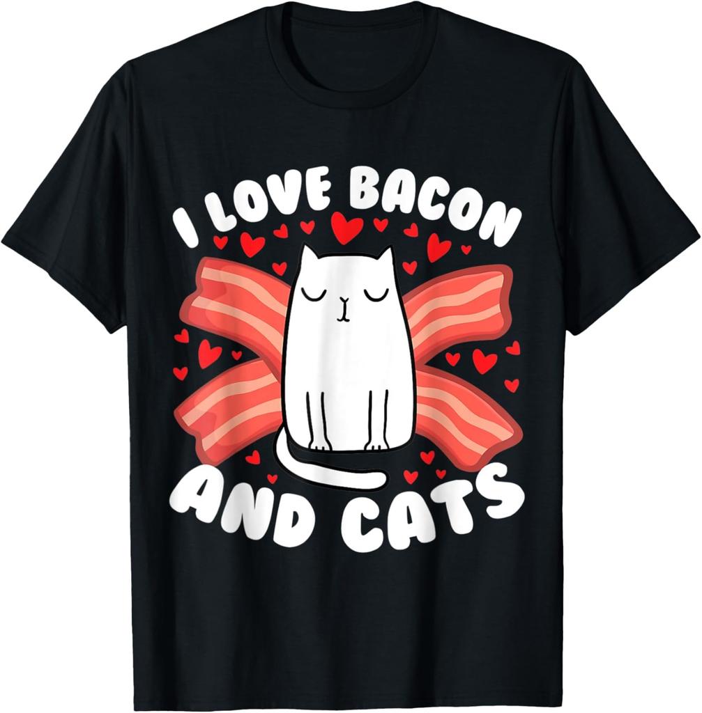 I Love Bacon And Cats Cute Kitty Cat Feline Breakfast Gift T-Shirt