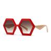 Retro Polygon Square Sunglasses Women Gradient Orange Tea Shades UV400 Men Double Color Trending Sun Glasses