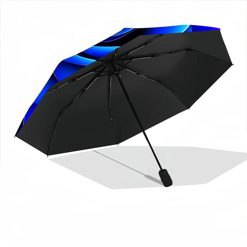 1pc Blue Rose Auto-Fold Umbrella with One-Touch Open/Close - 8 Reinforced Ribs for Windproof Stability, yy251118230