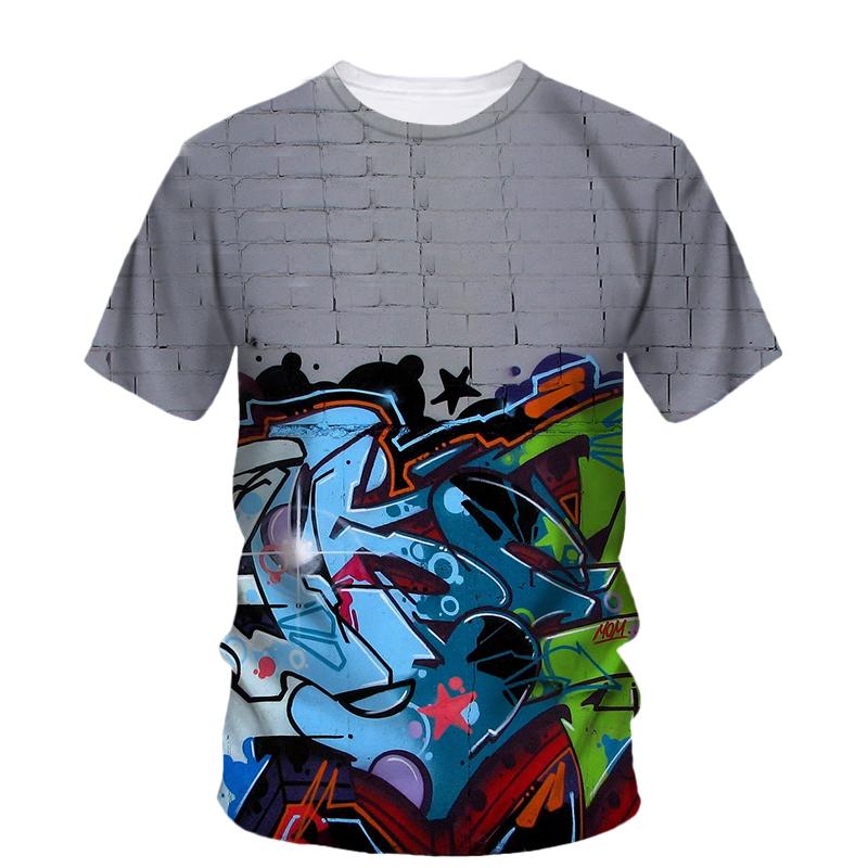Модная крутая футболка в стиле бохо, мужская летняя трендовая повседневная футболка с коротким рукавом и принтом уличного граффити