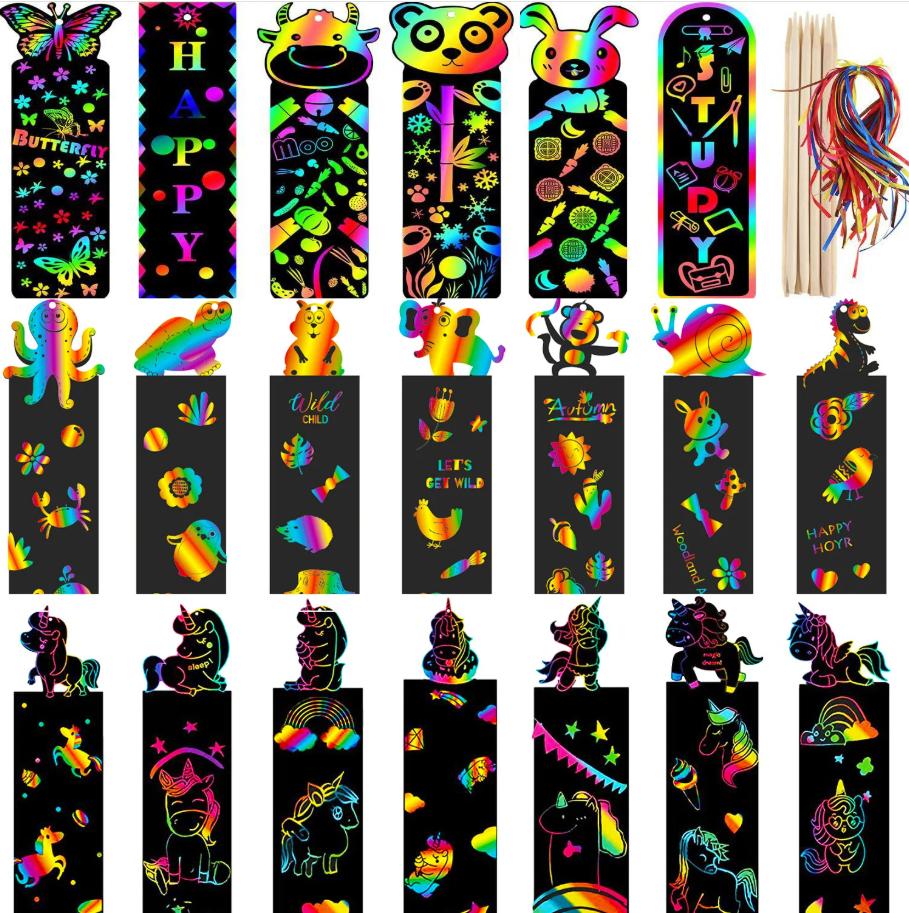24/48 шт. Животные DIY Игрушки Скретч-бумага для рисования Инопланетянин Скретч-бумага для рисования Цветная Скретч-бумага Для Детей