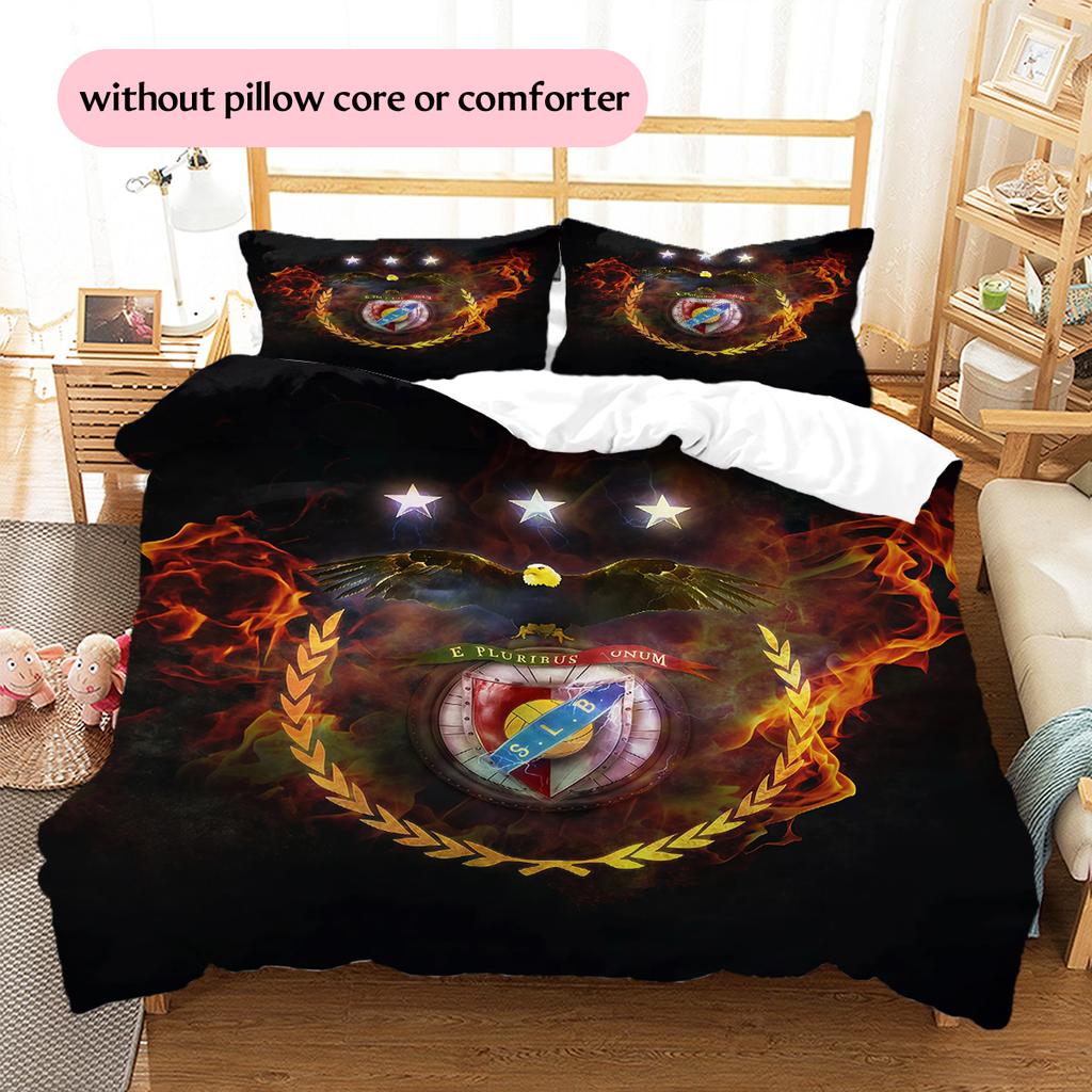 Sport Lisboa e Benfica Pattern Bedding Quilt Set Home Decoration Gift (1 * duvet cover + 2 * pillowcase without core)