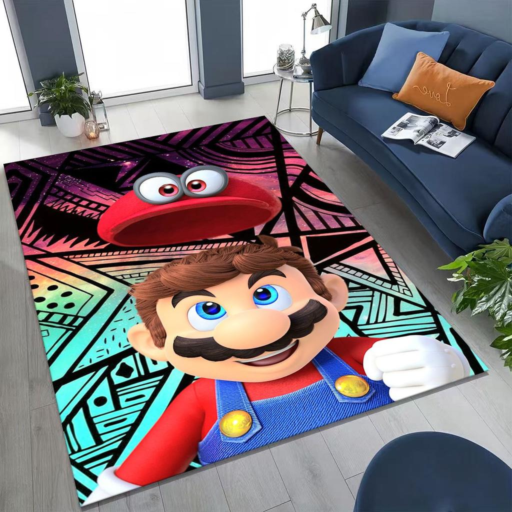2026 New Retro Mario Cartoon Gift Rug for Bedroom Living Room Sofa Home Doormat Decor, Large Kids Play Non-slip Floor Mat