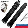 Для Swatch Оригинальный кожаный ремешок для часов 17мм19мм Ремешок для часов мужской женский ремешок Красный белый розовый синий стальная пряжка аксессуары