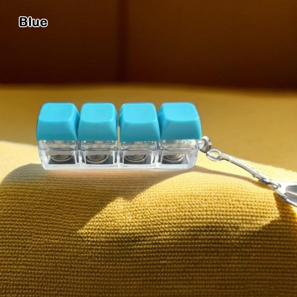 Funny Diy Keycaps Keyboard Fidget Stress Relief Finger Button 4-button Shaft Tester with Keychain Finger Keycaps Work Office