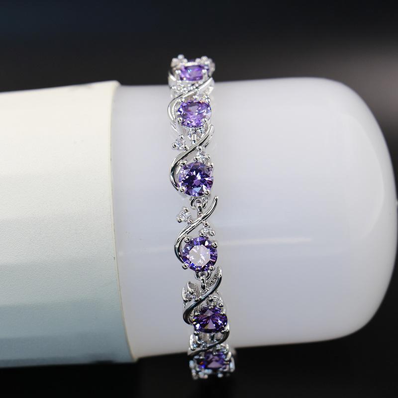 Женский браслет из циркона с цветами свежей сливы, креативный, универсальный, многоцветный