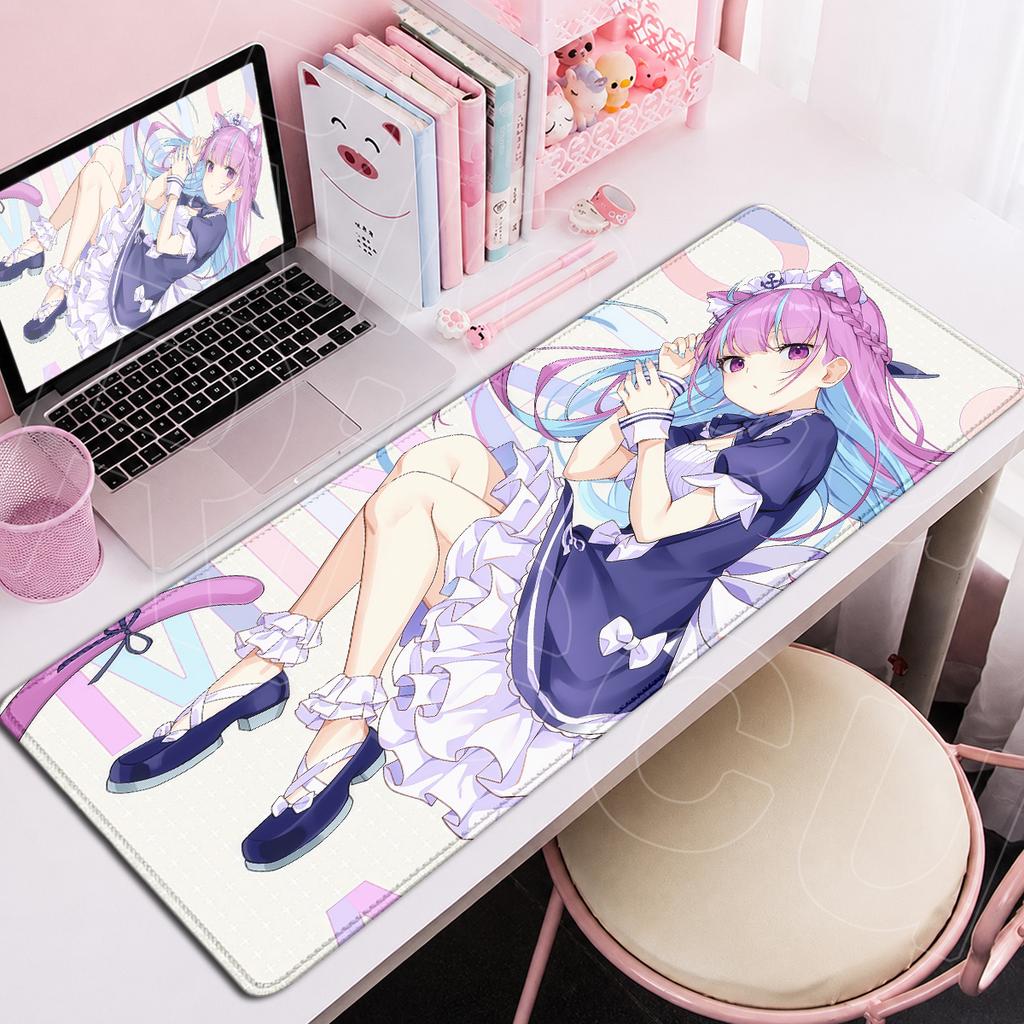 Office Large Speed Mouse Pad HD Printing Rubber Carpet Kawaii Hololive Minato Aqua E-sport Game Computer Keyboard Mats 900x400mm