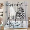 1pc Zebra Get Naked Black White Shower Curtain Fun Cute Farmhouse Bathroom Decor Polyester Washable Machine Washable Shower Curt