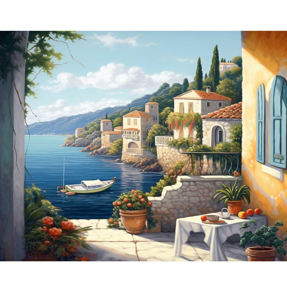 Рамка «сделай сам», набор для рисования по номерам для взрослых, раскраска по номерам «Гавань», пейзаж, настенная художественная картина, подарок «сделай сам» для домашнего декора, 40x50 см