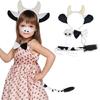 Cow Animal Costume Include Headband Tail Bowtie Nose Skirt Halloween Animal Role Play Outfit Accessory for Kid Adult
