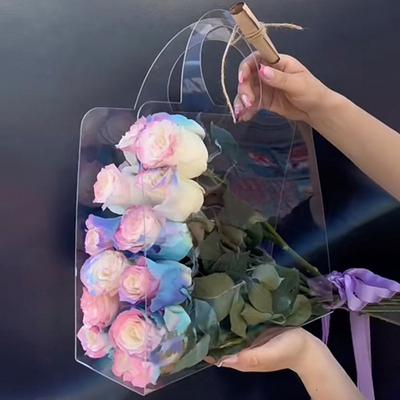 1 шт. прозрачные пакеты для упаковки букетов, портативные с ручкой, пакеты для упаковки цветов на День святого Валентина для свадьбы