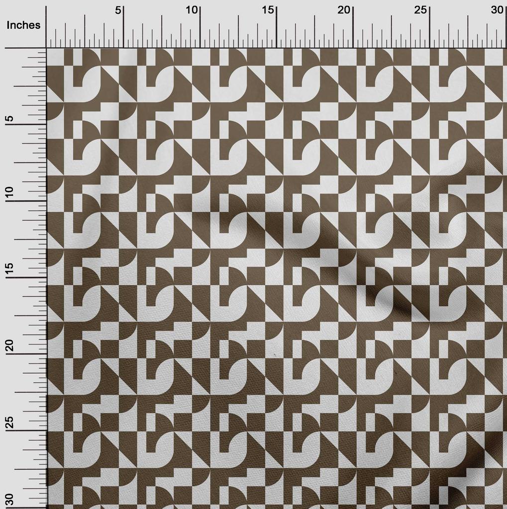 oneOone Cotton Flex Brown Fabric Geometrical Sewing Material Print Fabric By The Yard 40 Inch