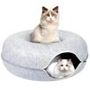 Round Tunnel Cat Bed Comfortable Donut House - light gray