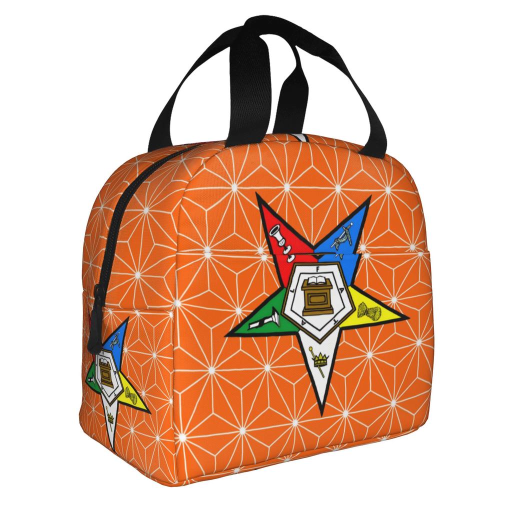Order Of The Eastern Star Logo Thermal Insulated Lunch Bags Women Portable Lunch Container for School Multifunction Food Box