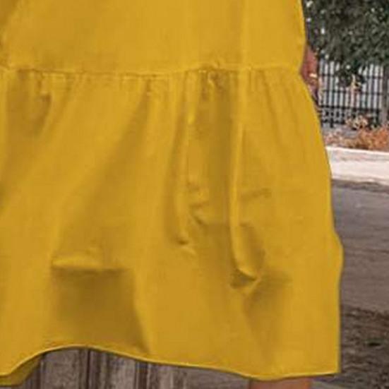 Женское летнее платье миди с короткими рукавами-фонариками и круглым вырезом, льняное платье, свободное повседневное бохо-пляжное платье