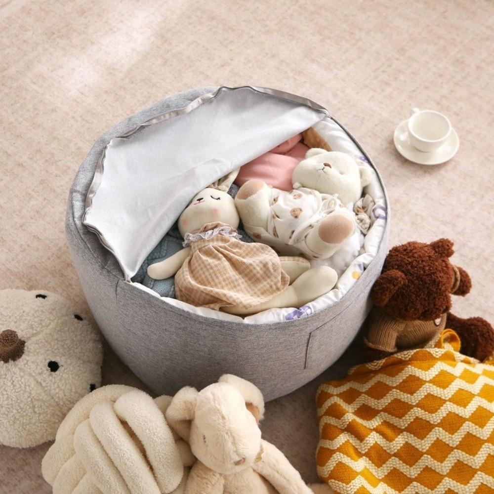 Large Capacity Sofa Stool Cover Round Clothes Storage Bag Storage Leg Bench Living Room Use