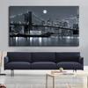 Black and White New York Manhattan Bridge Landscape Poster Brooklyn Bridge Night Canvas Painting Living Room Wall Home Decor No Frame