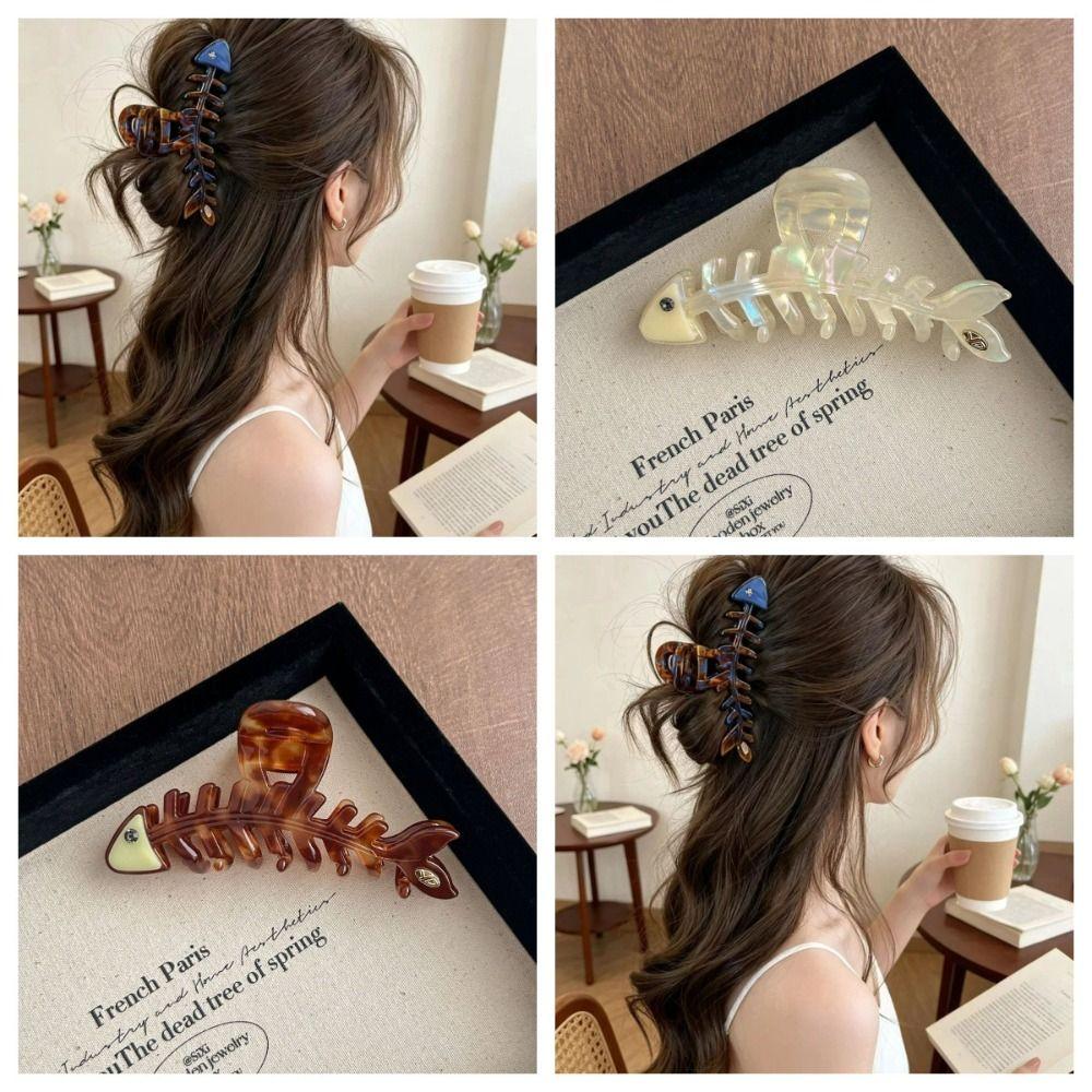 Hairpin Fish Bone Shaped Hair Claw Acetic Acid Acetate Shark Clip Cute Animals Hair Clip Headwear