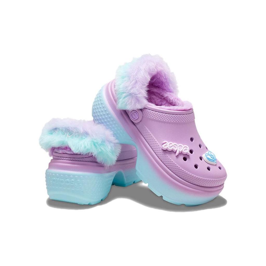 Aespa x Crocs Stomp Lined Clog Небо и Земля Унисекс Кроссовки Фиолетовый Мультиколор 208688-90H