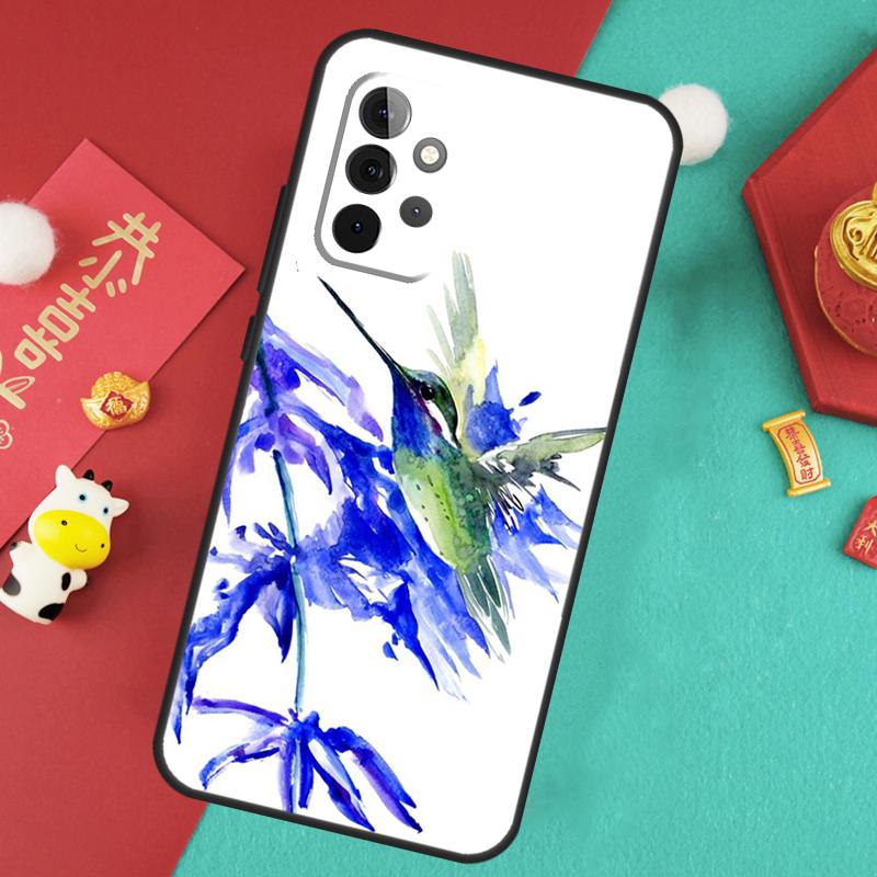 Hummingbird and Flowers Case For Samsung Galaxy A16 A26 A36 A56 A15 A35 A55 A14 A34 A54 A12 A32 A52 A13 A33 A53 A17