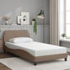 VidaXL Bed Frames with Headboard, Upholstered Bed with Slatted Base, Single Bed with Bedroom Feet, Cappuccino 100x200 373142