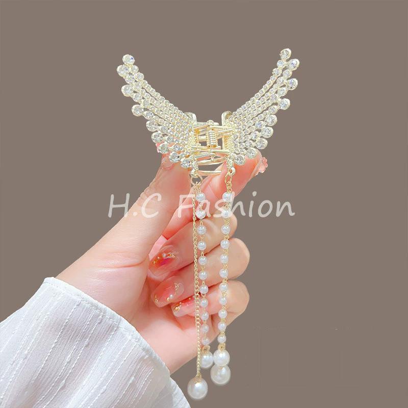 Tassel Butterfly Pearl Hair Clip Women Hair Claw Hairpin Hair Crab Hairaccessory