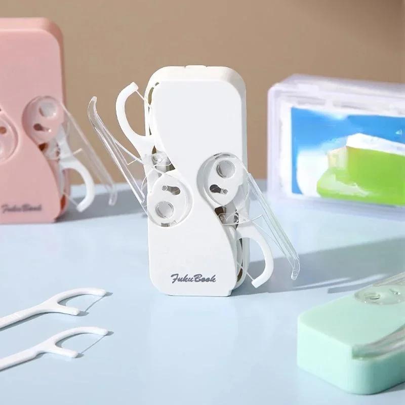 Бытовой Портативный Пластиковый Автоматический Портативный Бокс для Хранения Зубной Нити Очиститель Практичный Для Путешествий Кемпинга Ухода за Полостью Рта Зубная Нить