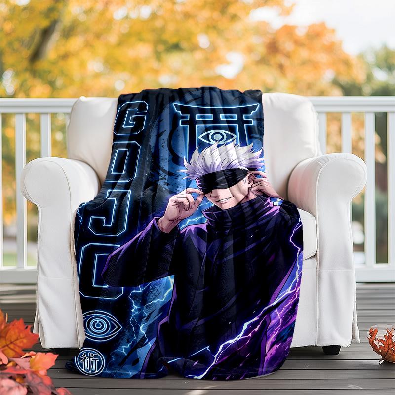 1pc Gojo Satoru Theme Blanket - Digital Print, Polyester, Cozy for All Seasons, Perfect for Outdoor, and Travel