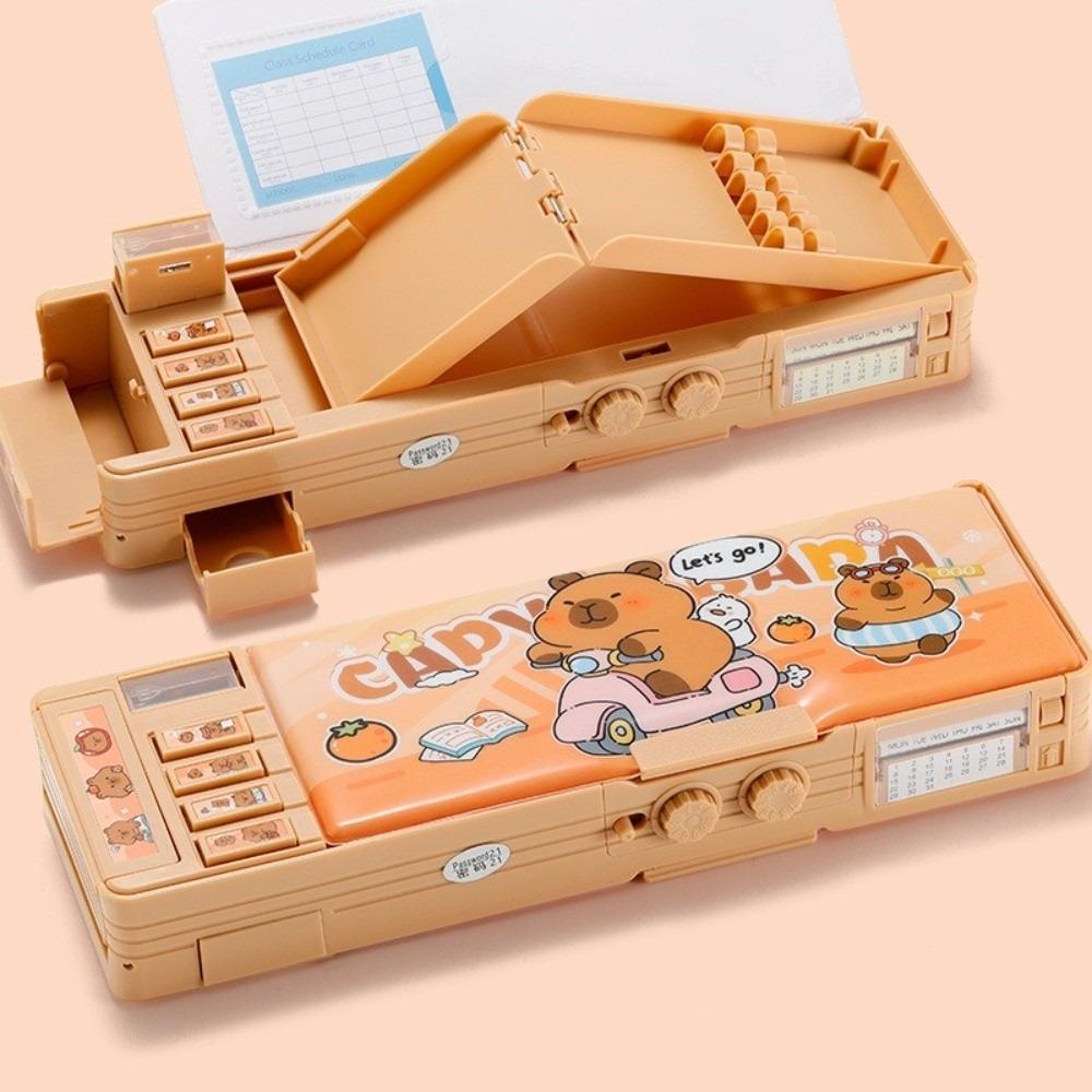 Многофункциональный пенал с кодовым замком, большой вместимости, двухслойный, для девочек