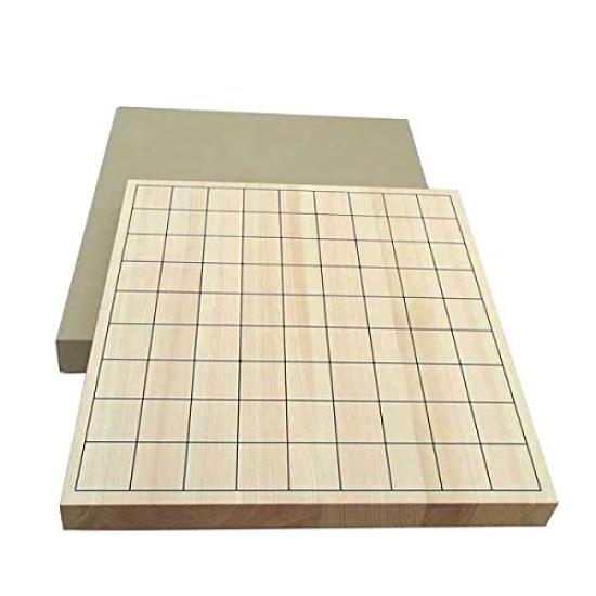 Wooden Shogi Set with 2 Original Aromatic and Brightly Colored Japanese Cypress Tabletop Joint Shogi Board and Pressed Shogi Pieces P-made Netsuke,