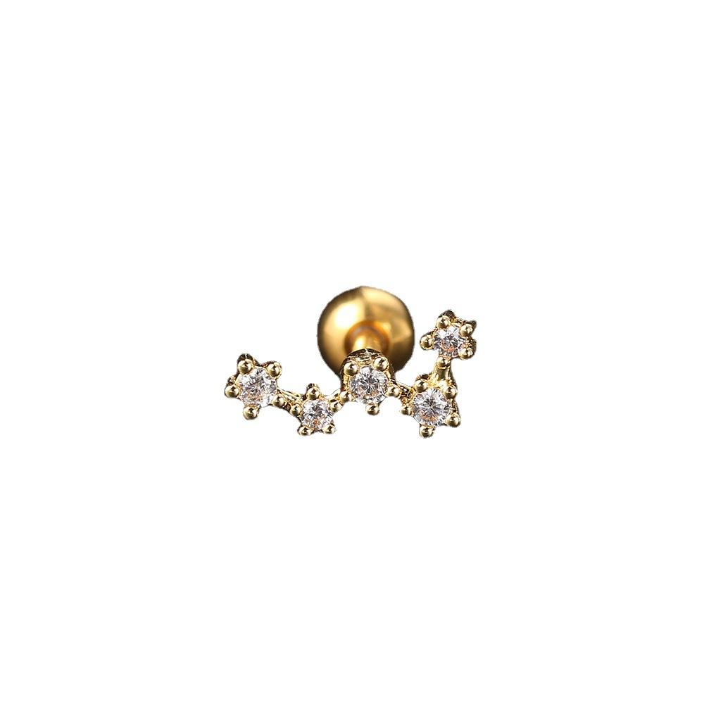 New Designed Helix Piercing Flower Star Moon Earrings Trend Sliver Gold Color Zircon Tragus Bone Stud Ear Ring Body Chic Jewelry