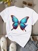 (Asian Size) Flower Cute Butterfly Print Fashion Female Tee Top Women Clothing T Shirt Woman Short Sleeve Graphic T-shirts