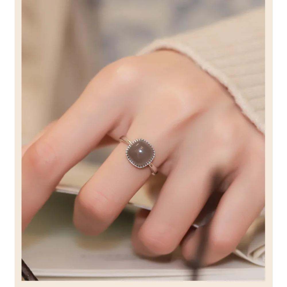 New Imitation Jade Rings Retro Rings Fashion Sweet Finger Ring for Women Simple Party Jewelry Festival Gift Adjustable Open Ring
