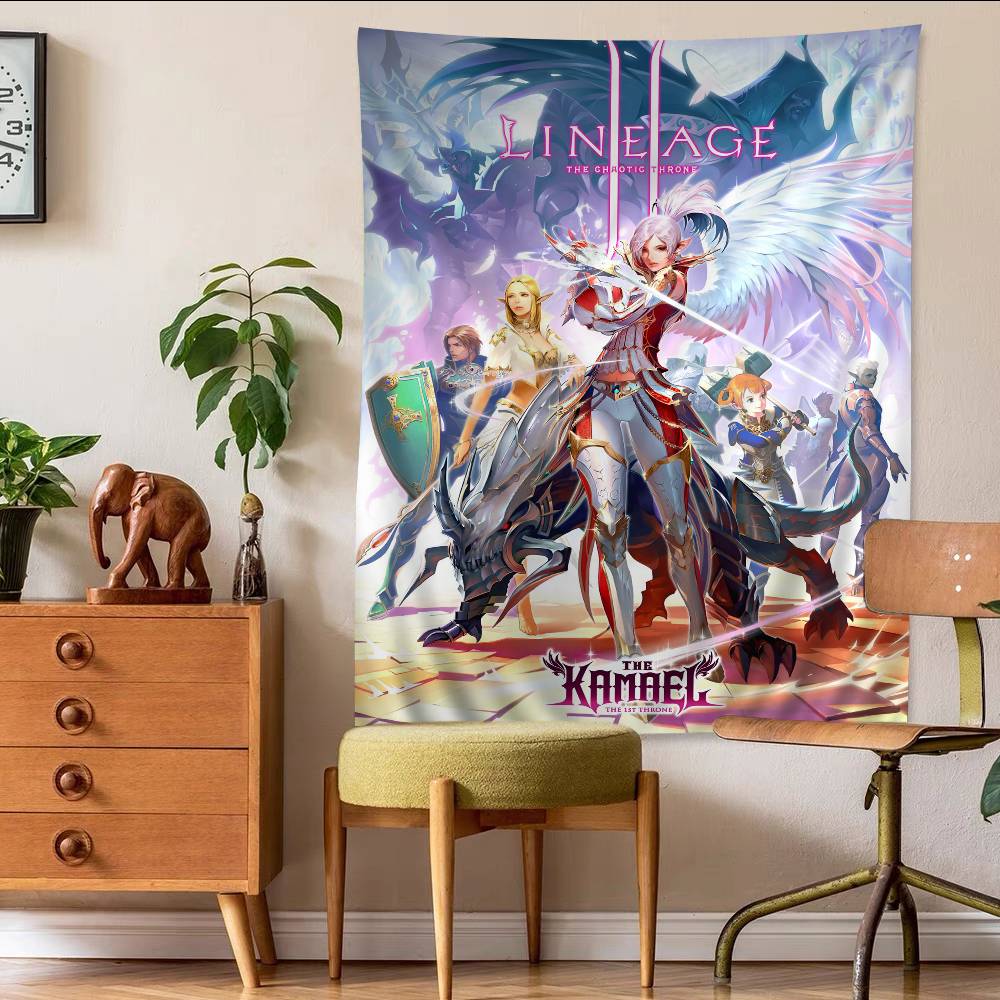 Lineage 2 Игры Аниме Гобелен Хиппи Цветок Настенные Ковры Декор Комнаты в Общежитии Дешевый Хиппи Настенное Украшение