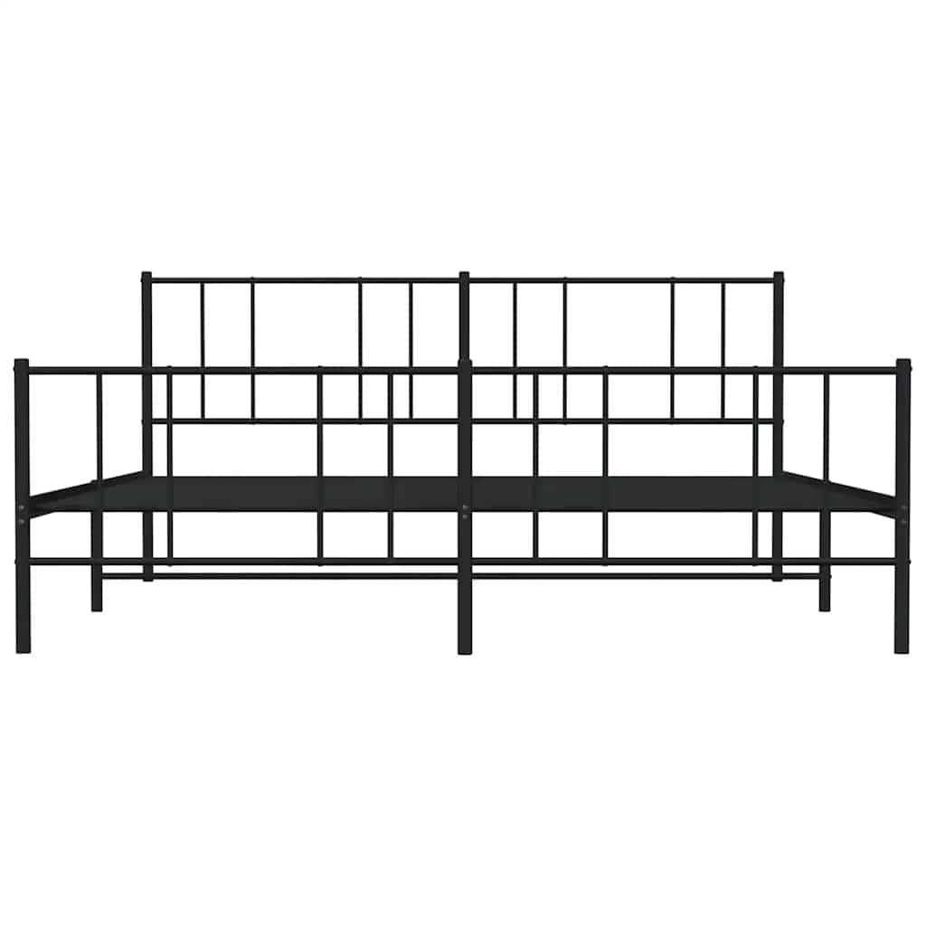 Vidaxl Metalowe Łóżko Z Zanóżkiem, Bez Materaca, Czarne, 180X200 Cm
