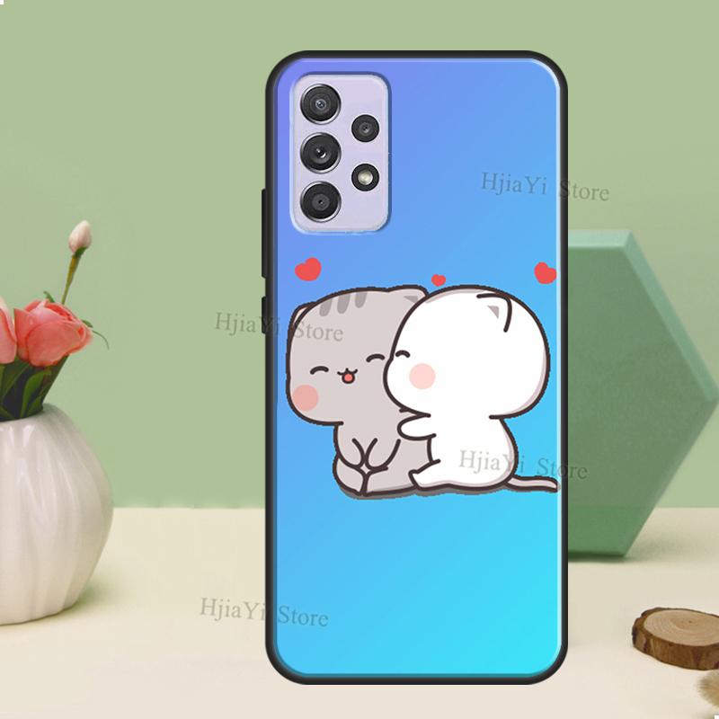 Peach And Goma Cat Case For Samsung A21S A20S A30S A03S A50 A70 A52 A72 A32 A22 A12 A31 A71 A51 Phone Shell