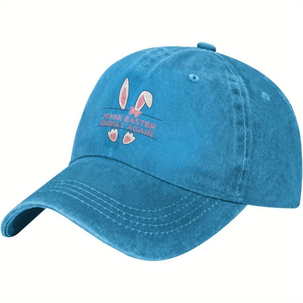pc Vintage Make Easter Great Again Cowboy Baseball Cap Red with Pink Bunny Ears White Paws Adjustable Elastic Hat Unisex