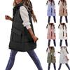 Women's And Winter Cotton Vest, Medium To Long, Solid Color Pocket Cotton Vest