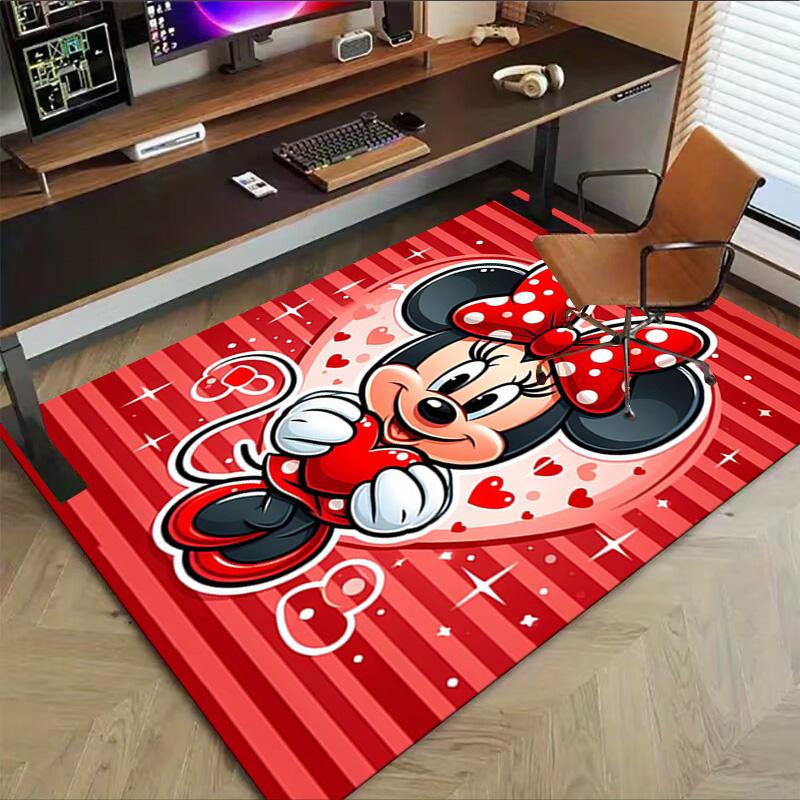 Minnie Mouse Valentine'S Day Carpet For Playroom Bedroom Living Room Sofa Home Decorkids Game Area Rug Nonslip Floor Mat