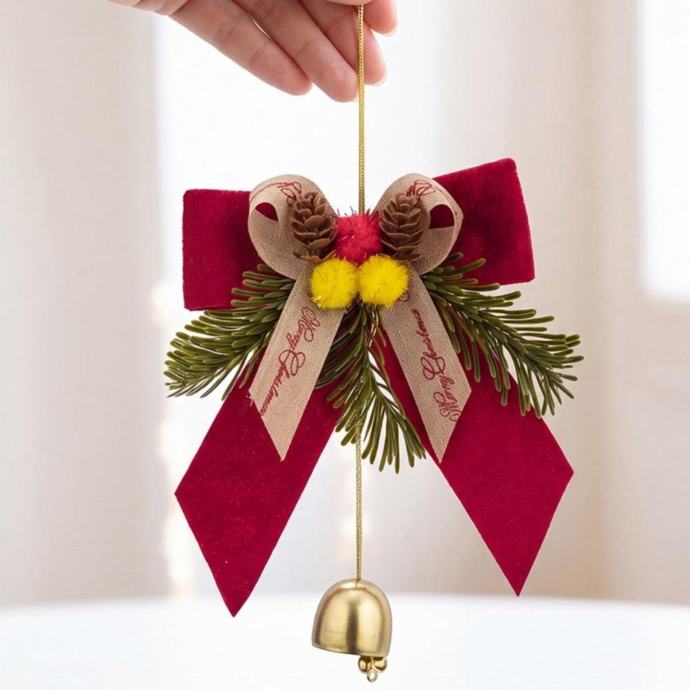 PVC Pine Needle Pinecone Christmas Bowknot Bell Pendant Christmas Hanging Christmas Tree