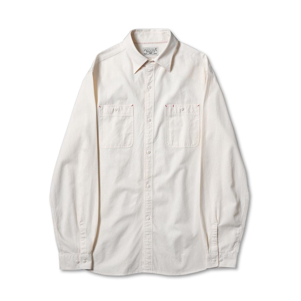 Bancheu Bgs Chambray Selvedge Cotton Work Shirt - Ecru