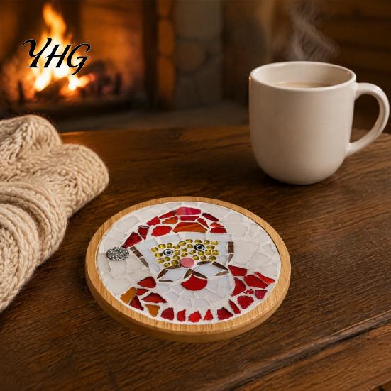 Acrylic Mosaic Tile Art Supplies Christmas Coaster DIY Kit, Festive Santa Wreath Creative Table Decorations Snowman Pattern, Craft Kit for Adults,