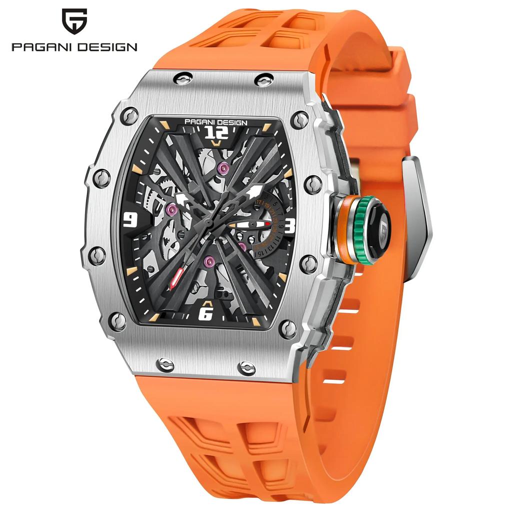PAGANI DESIGN Luxury Mens Quartz Watches Barrel Shape Waterproof Wrist Watch For Men VH65 Silicone Luminous Sapphire Mirror