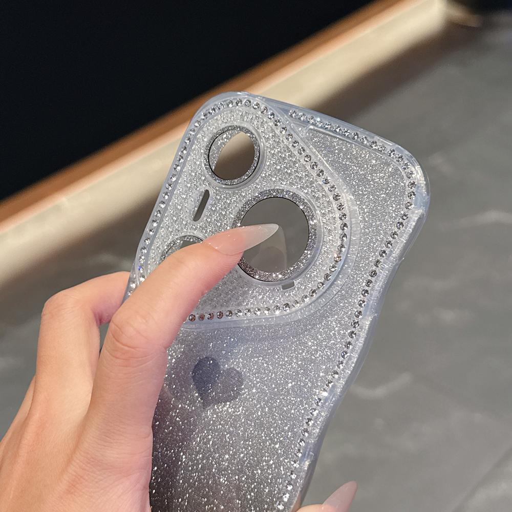 KEYSION Градиентный волнистый чехол для телефона с сердечком для Huawei Pura 70 80 Pro 80 70 Ultra, блестящий, с драгоценными камнями, протектор объектива, противоударный чехол