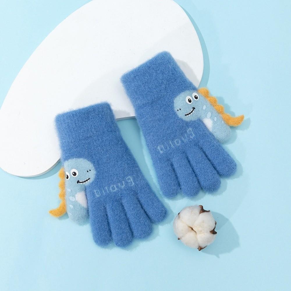 Warm Winter Dinosaur Gloves Thicken Knitted Gloves Cute Kids Full Finger Mittens Children