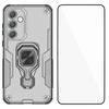 For Samsung Galaxy A35 5G Phone Case WANLONFENG PC TPU Back Cover Kickstand with Tempered Glass